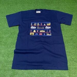 Vintage 90s Harrods Knightsbridge London T-Shirt Navy Blue Small Made in UK
